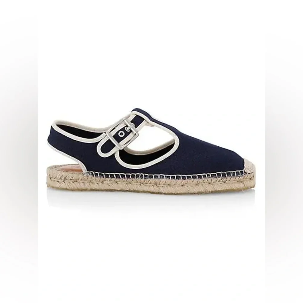 RE/DONE 70s T-Strap Canvas Espadrilles in Navy